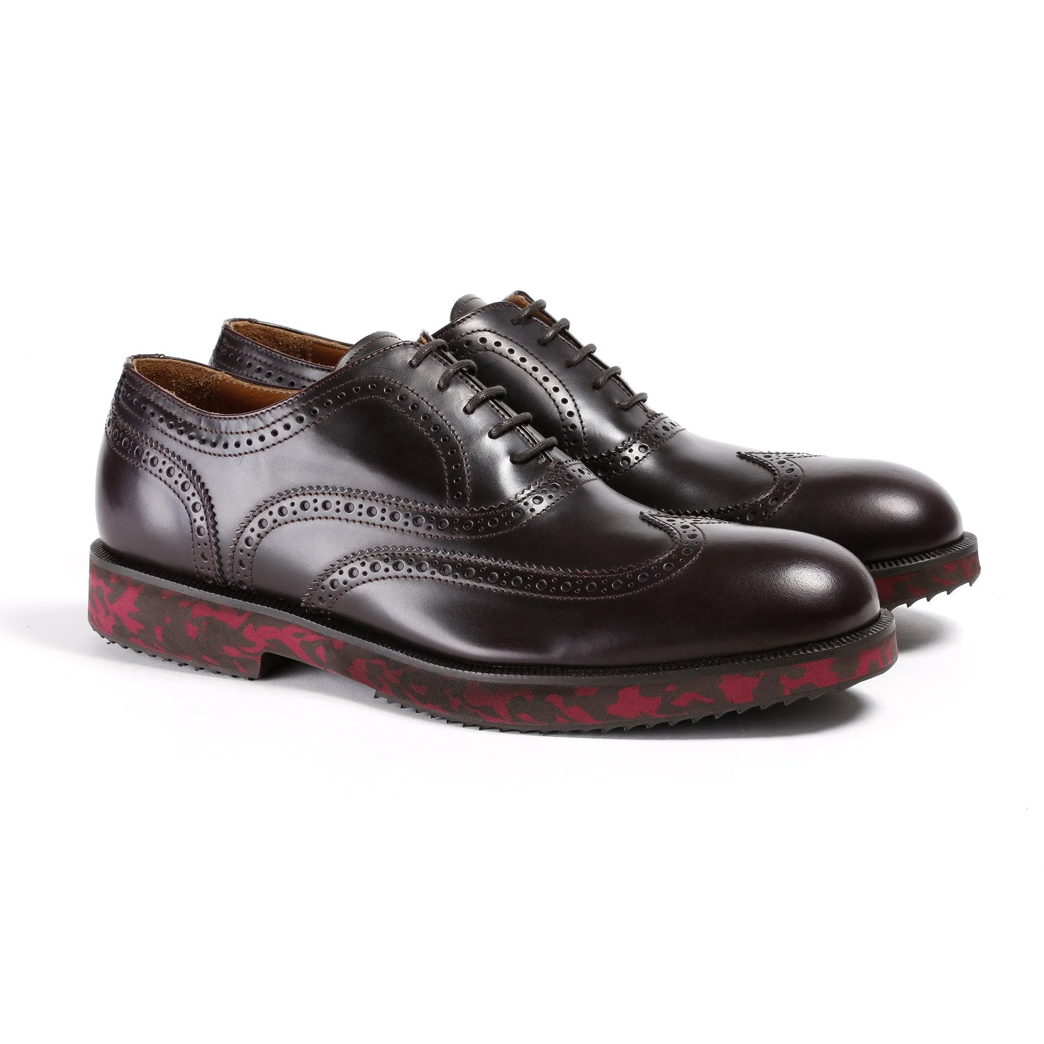 2017 Men's Dark Brown & Red Kamo Wingtip