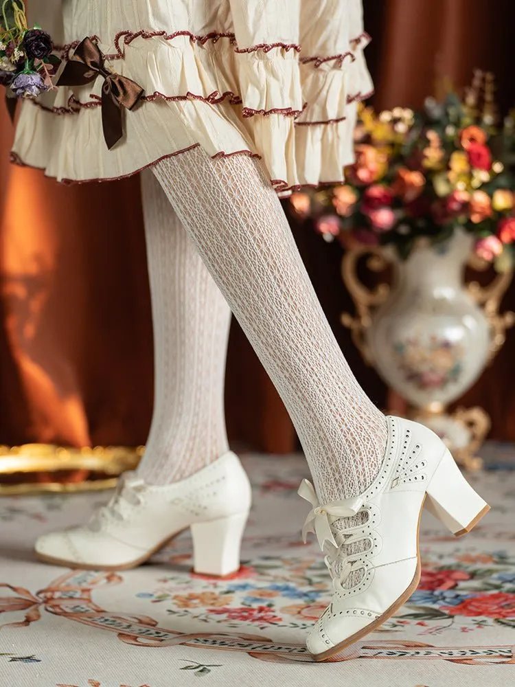 Handmade 1930s Art Deco-Inspired Oxford Heels - Classic Lace-Up Design