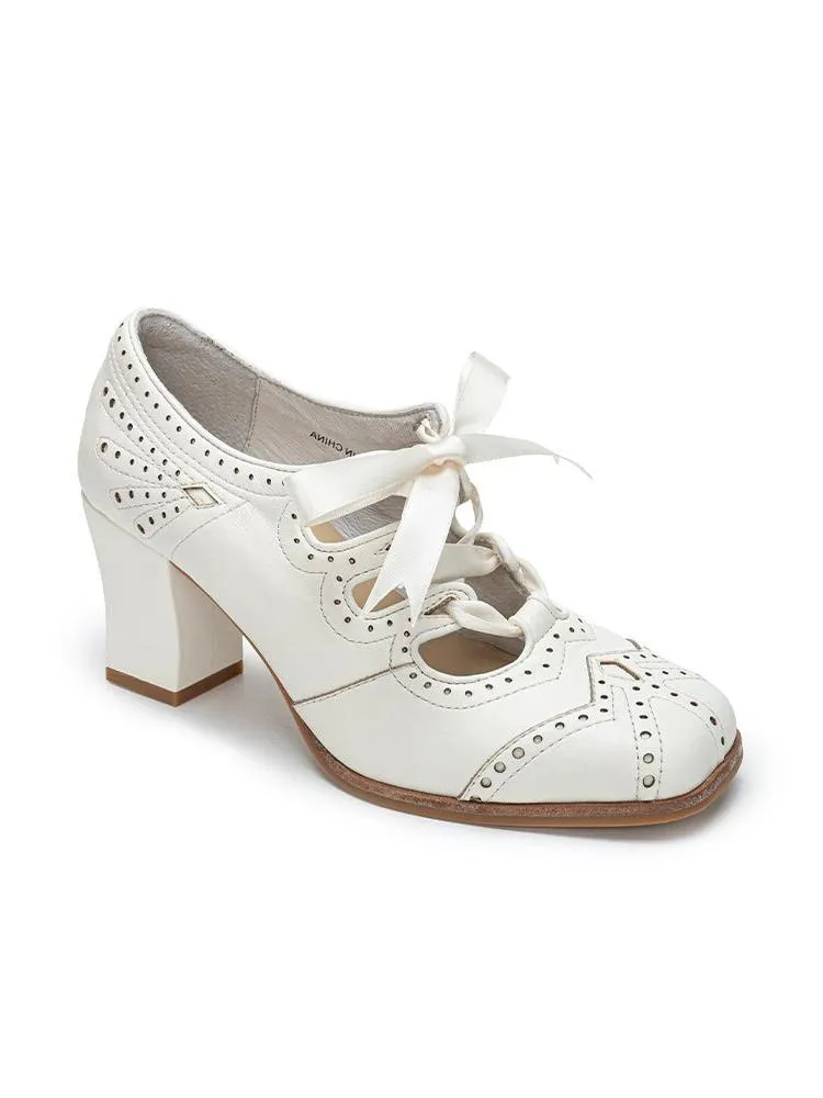 Handmade 1930s Art Deco-Inspired Oxford Heels - Classic Lace-Up Design