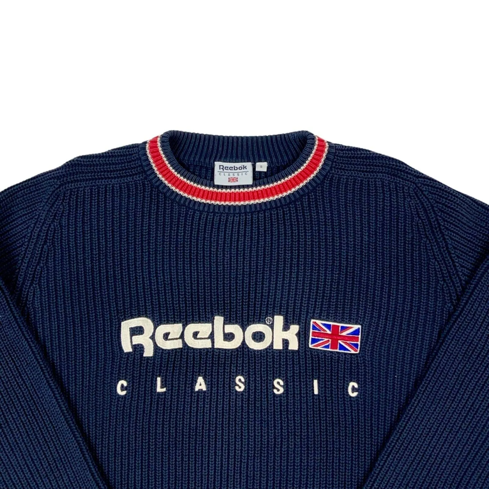 Vintage 90s 00s Navy Red Reebok Classic Knit Sweater L